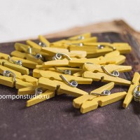 Прищепки деревянные желтые 2,5 см, 16 шт 
