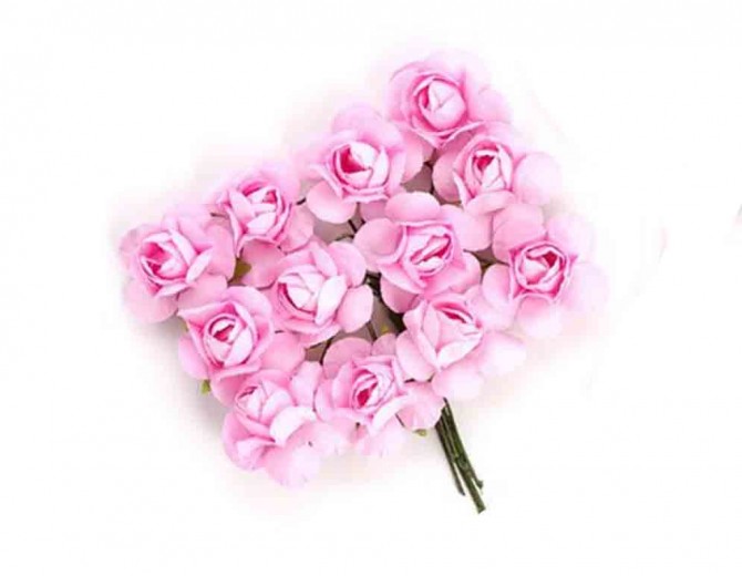 Цветы бумажные для скрапбукинга 12шт. розовые