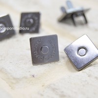 Кнопка магнитная 14 мм квадратная (черный никель)