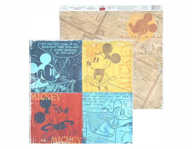 Бумага для скрапбукинга  Old's cool "Mickey" 29,5х29,5 см