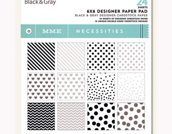 Набор бумаги MME "Black & Gray" 15x15см 24листа